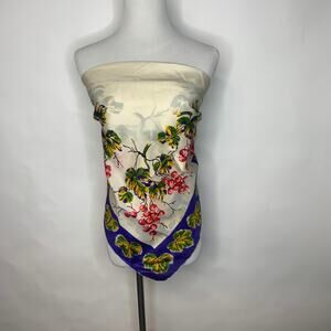 Large Square Silky Scarf Grape Leaf and Grape Design